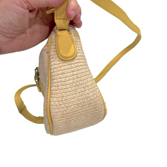 Talbots Straw Crossbody With Leather Trim Yellow Summertime Purse NWT - Picture 4 of 15